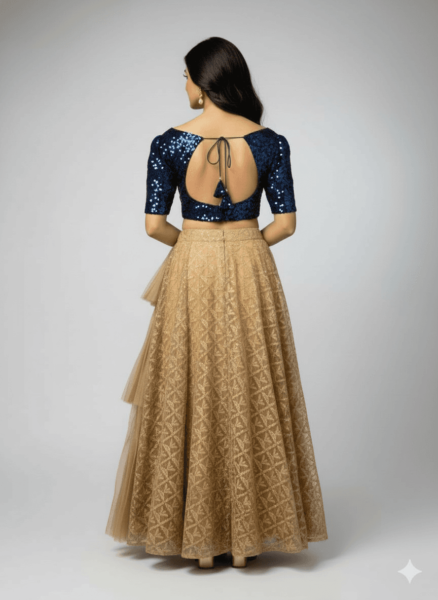 Neelam Frill Lehenga - back view