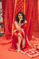 Red Velvet Saree Border with...